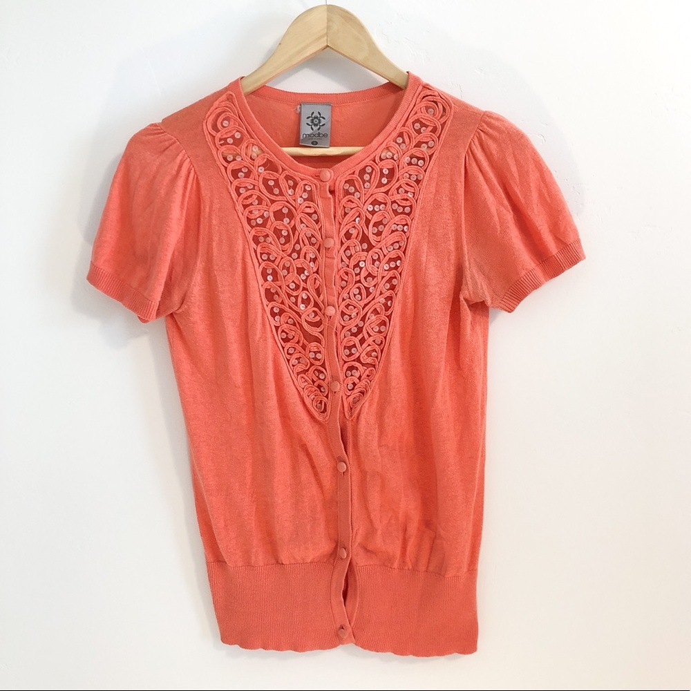 MODBE short sleeve cardigan coral